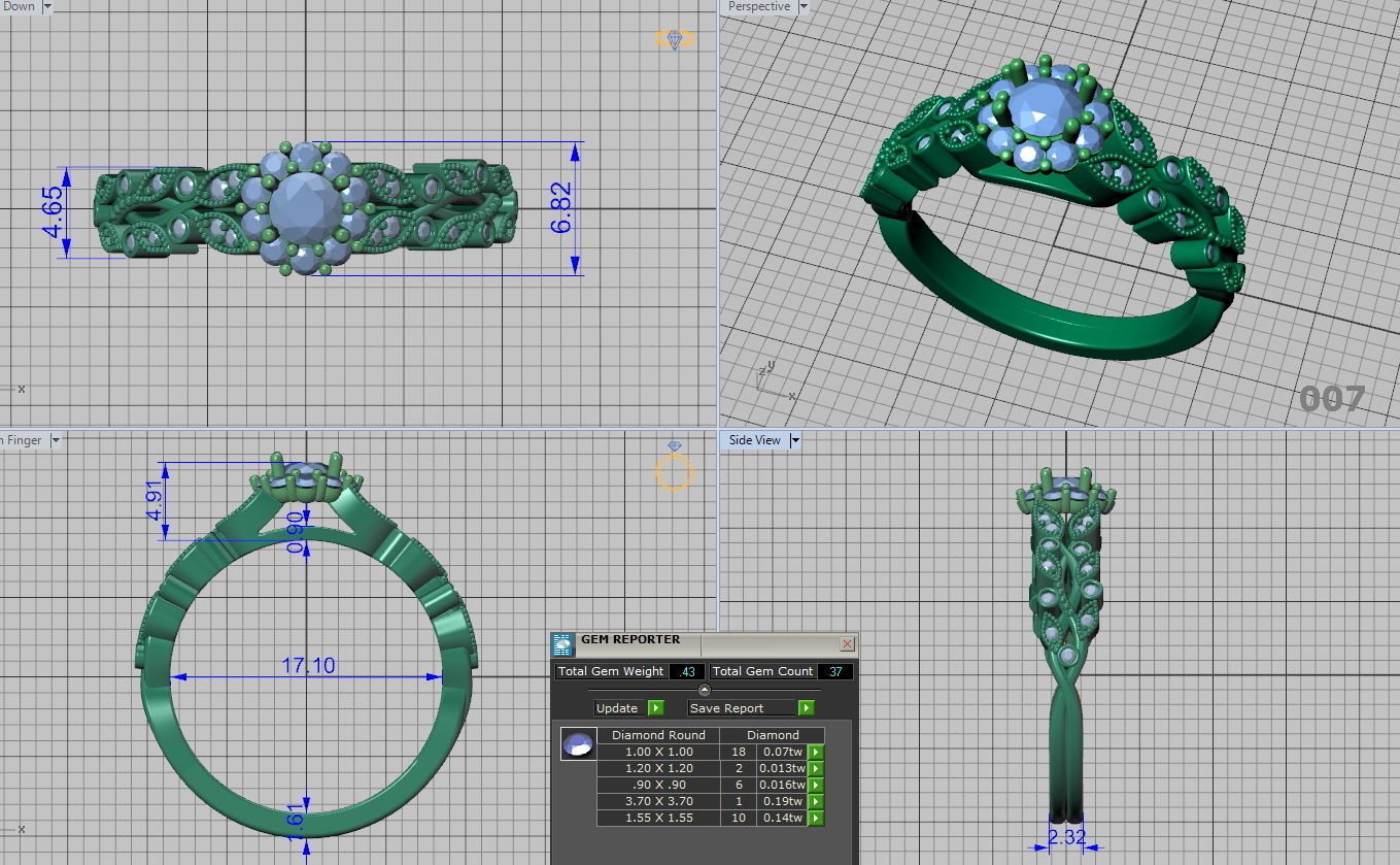 Delicate Own Design Floral style printable ring  3D print model_3