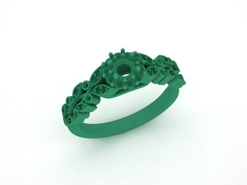 Delicate Own Design Floral style printable ring  3D print model_6