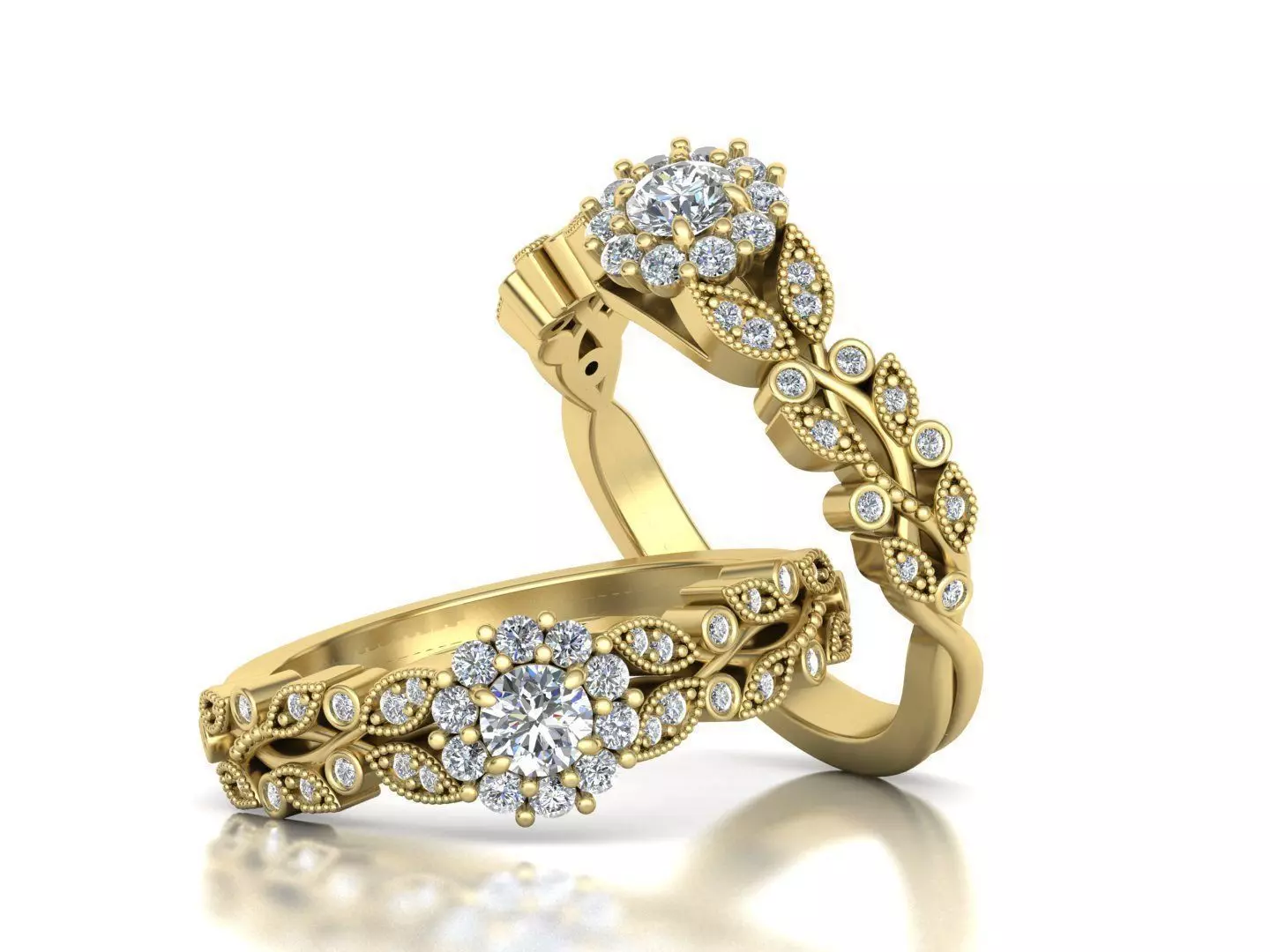 Delicate Own Design Floral style printable ring  3D print model_0