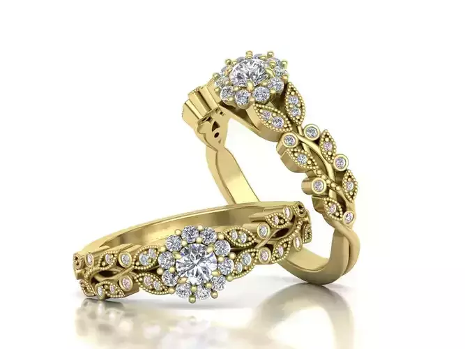 Delicate Own Design Floral style printable ring 