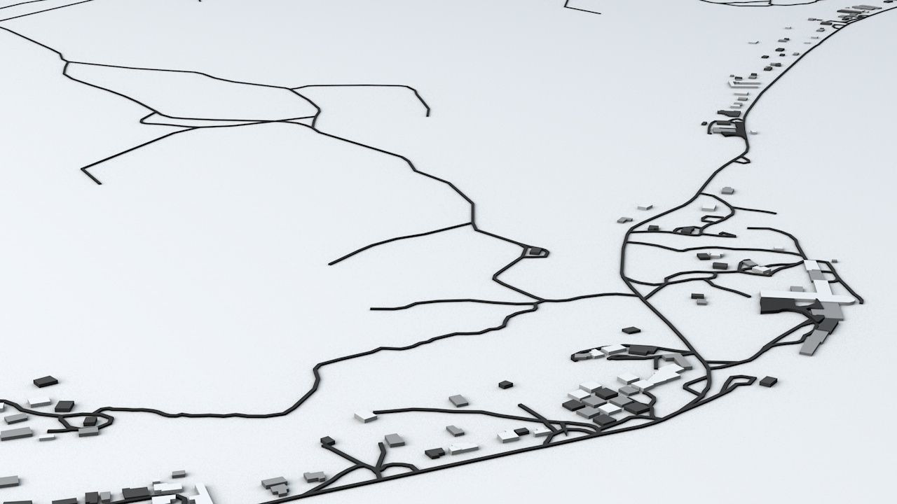 Nauru Road Network and Buildings 3D model_6