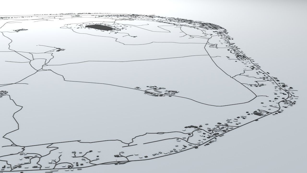 Nauru Road Network and Buildings 3D model_7