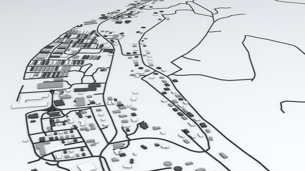 Nauru Road Network and Buildings 3D model_4