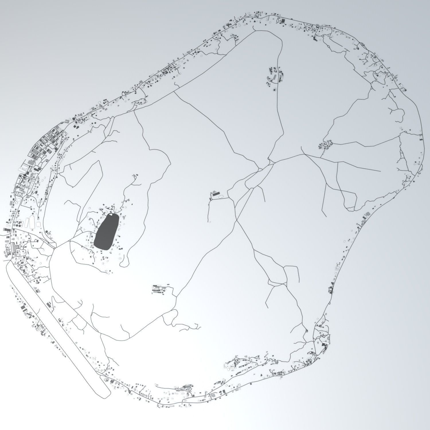 Nauru Road Network and Buildings 3D model_1