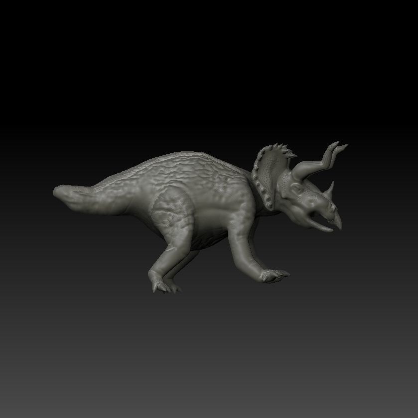 triceratops toy dinosaur in field Low-poly 3D model_1