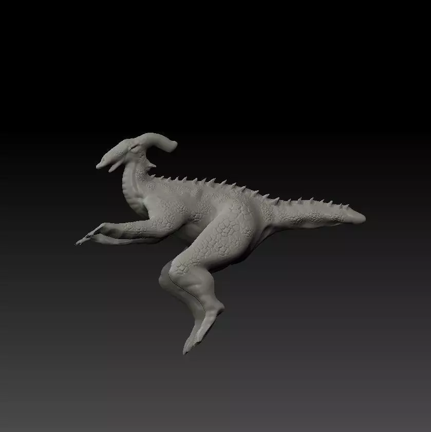 Parasaurolophus dinosaur flying in air 3D model_0