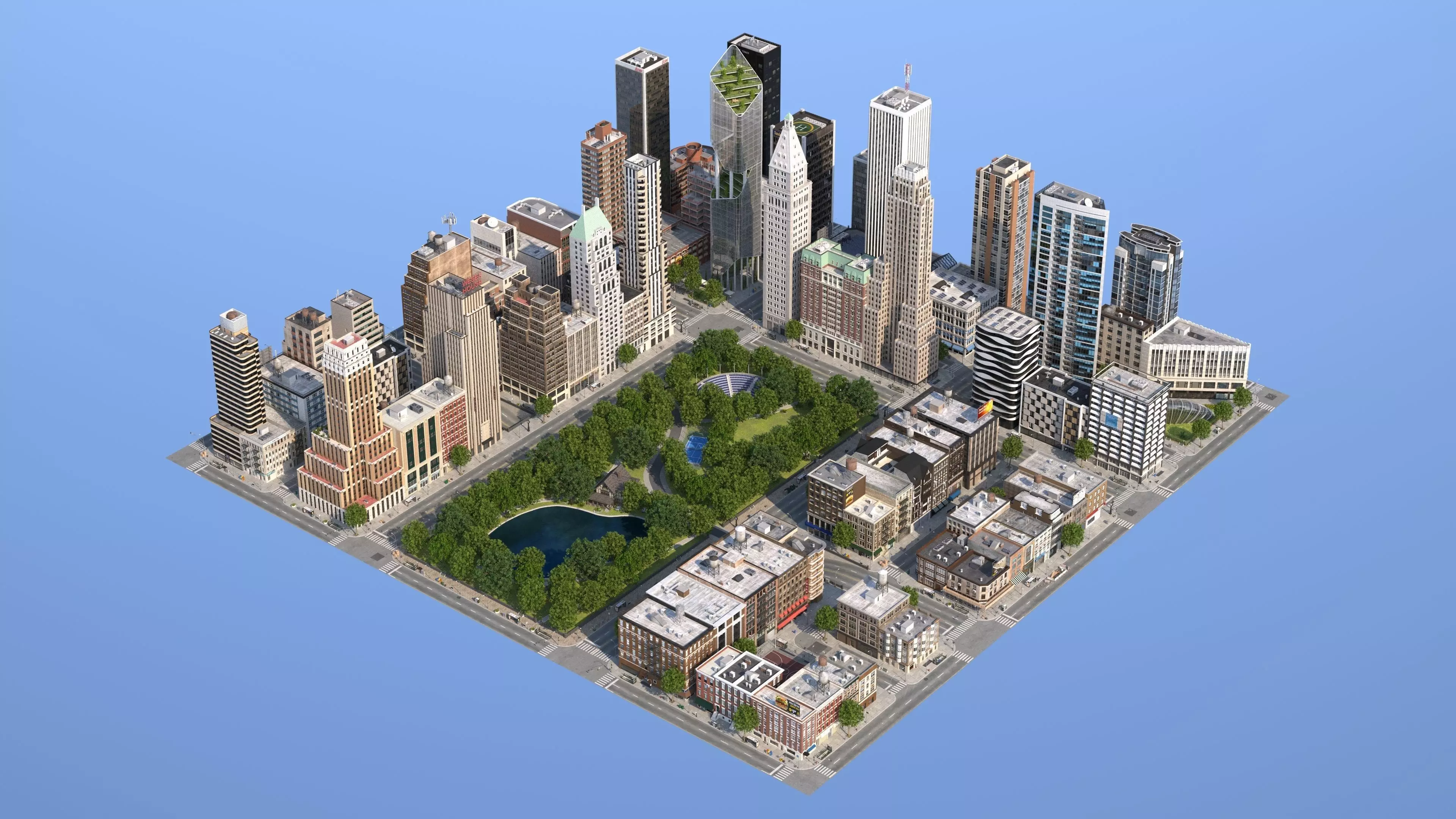 Park City Low-poly 3D model_0