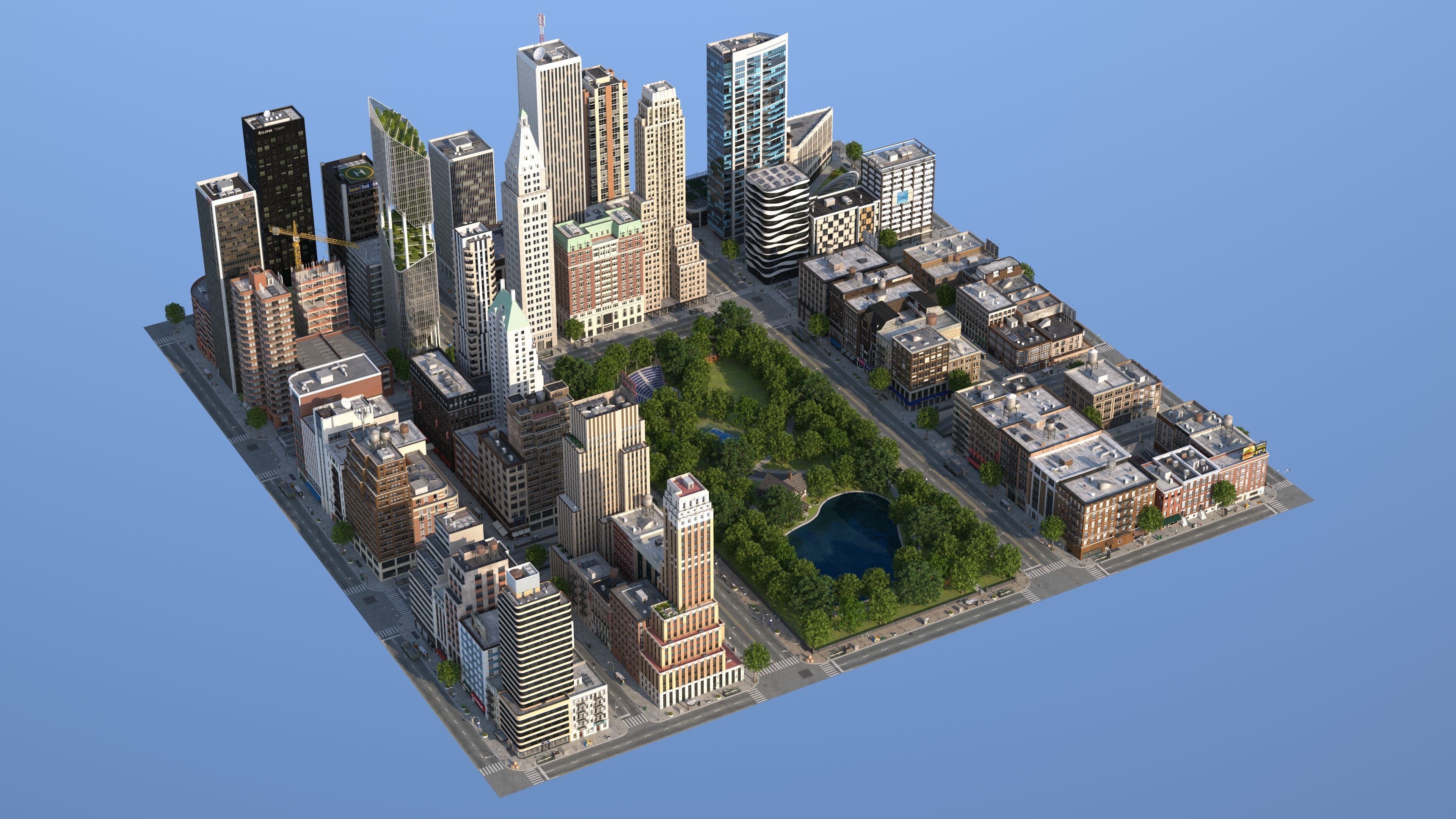 Park City Low-poly 3D model_1