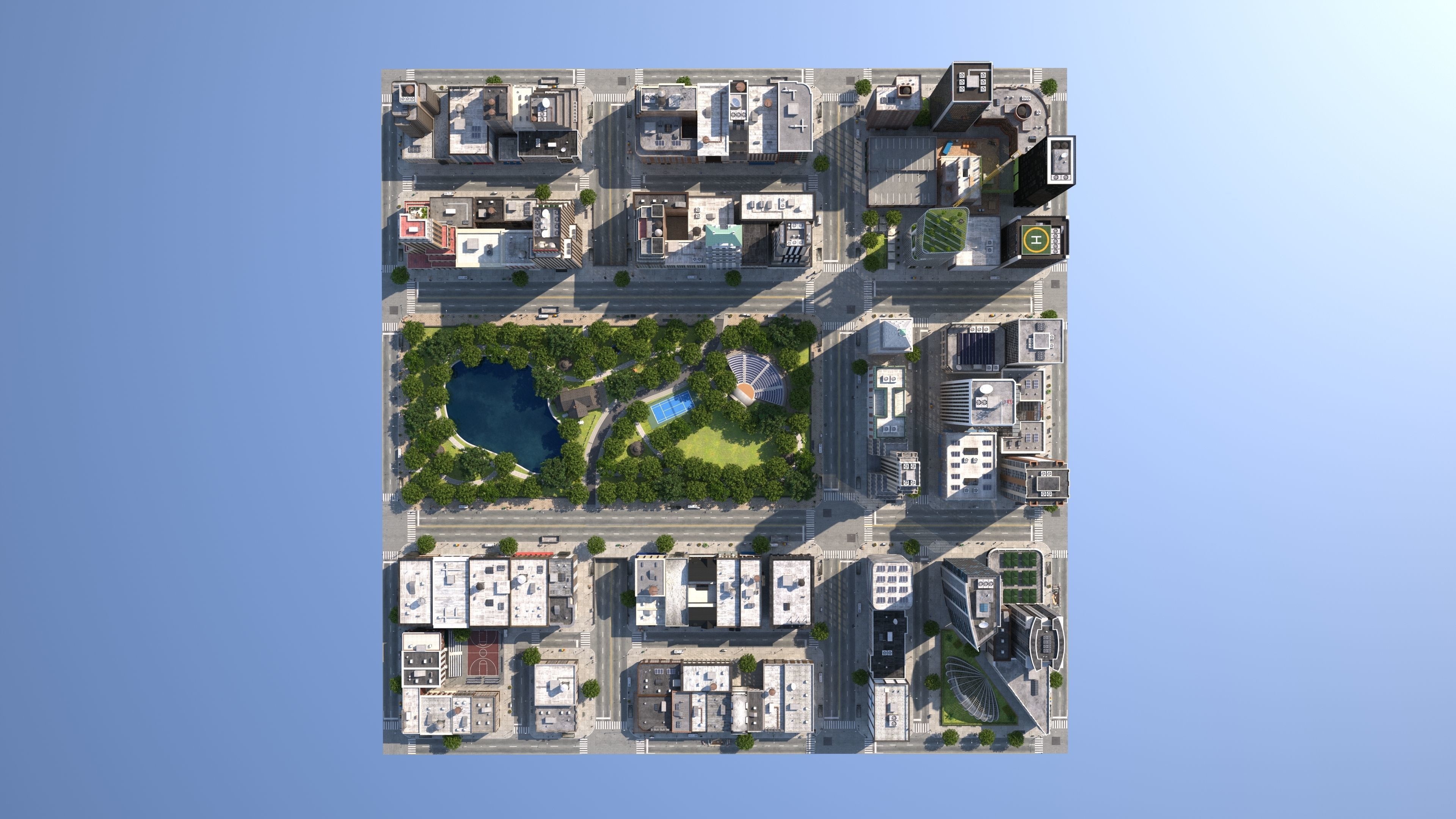 Park City Low-poly 3D model_21
