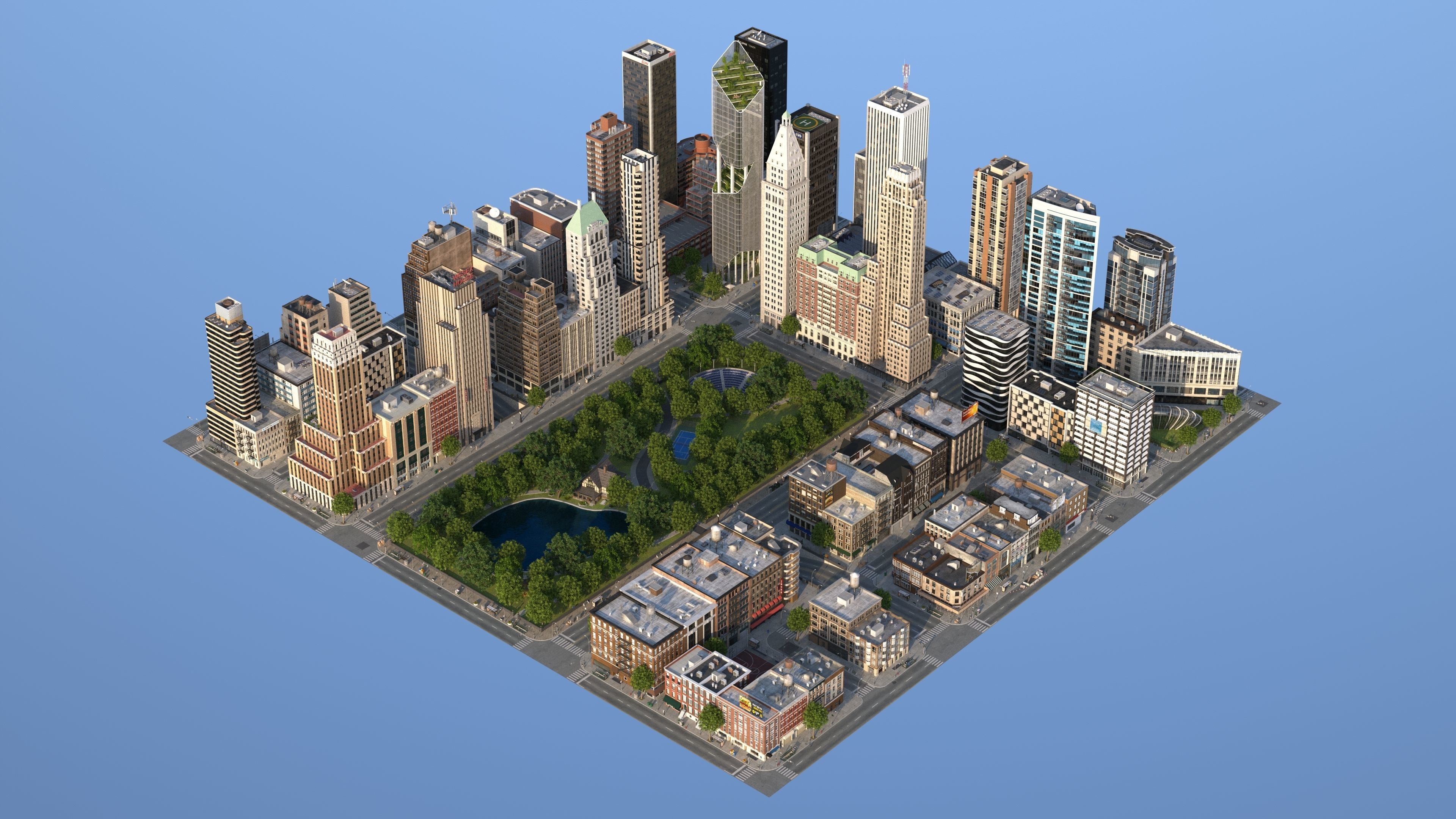 Park City Low-poly 3D model_3