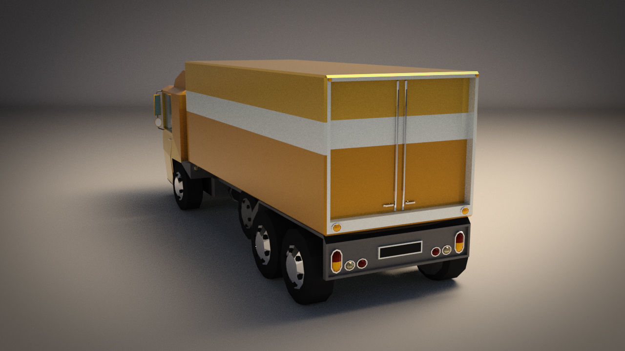 Low-Poly Cartoon Cargo Truck Low-poly 3D model_2