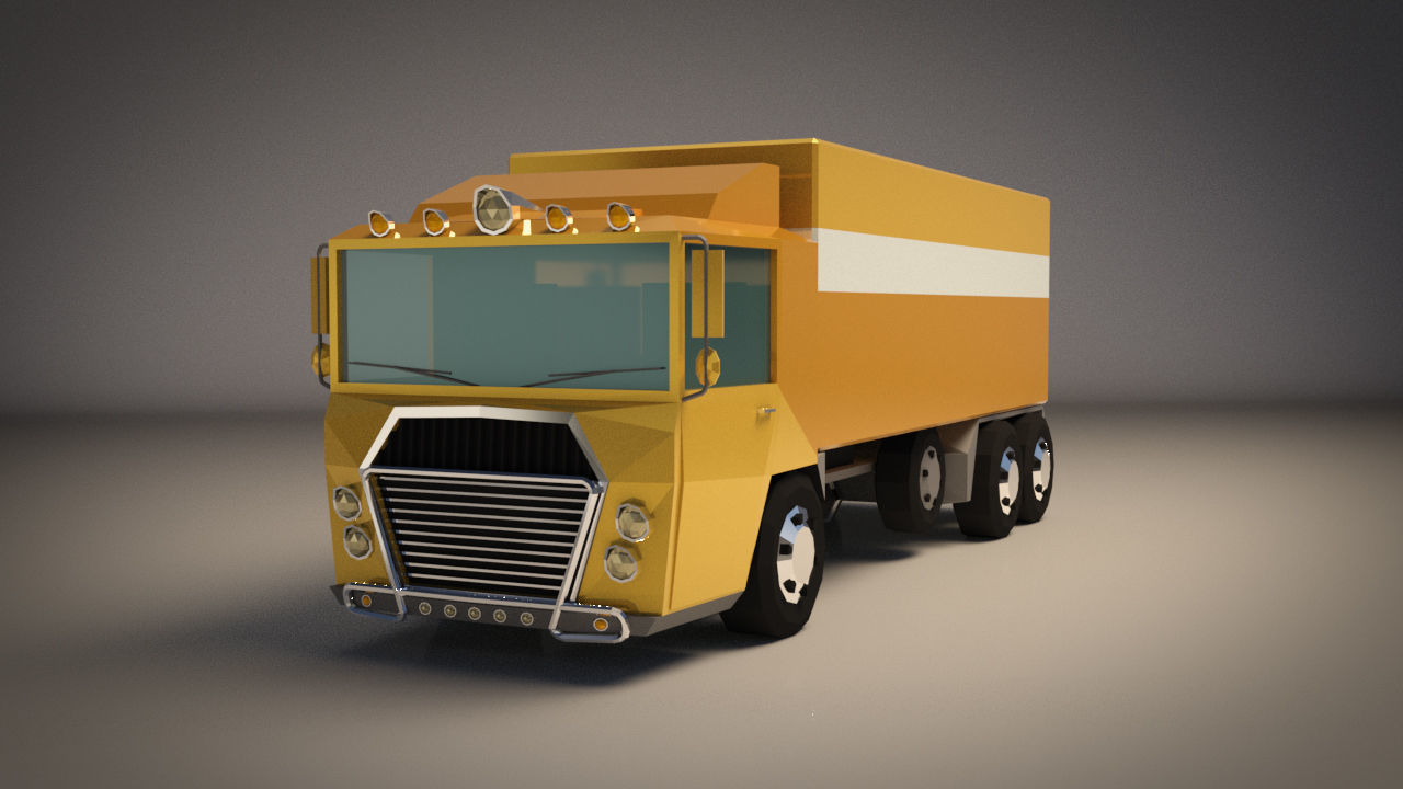 Low-Poly Cartoon Cargo Truck Low-poly 3D model_1