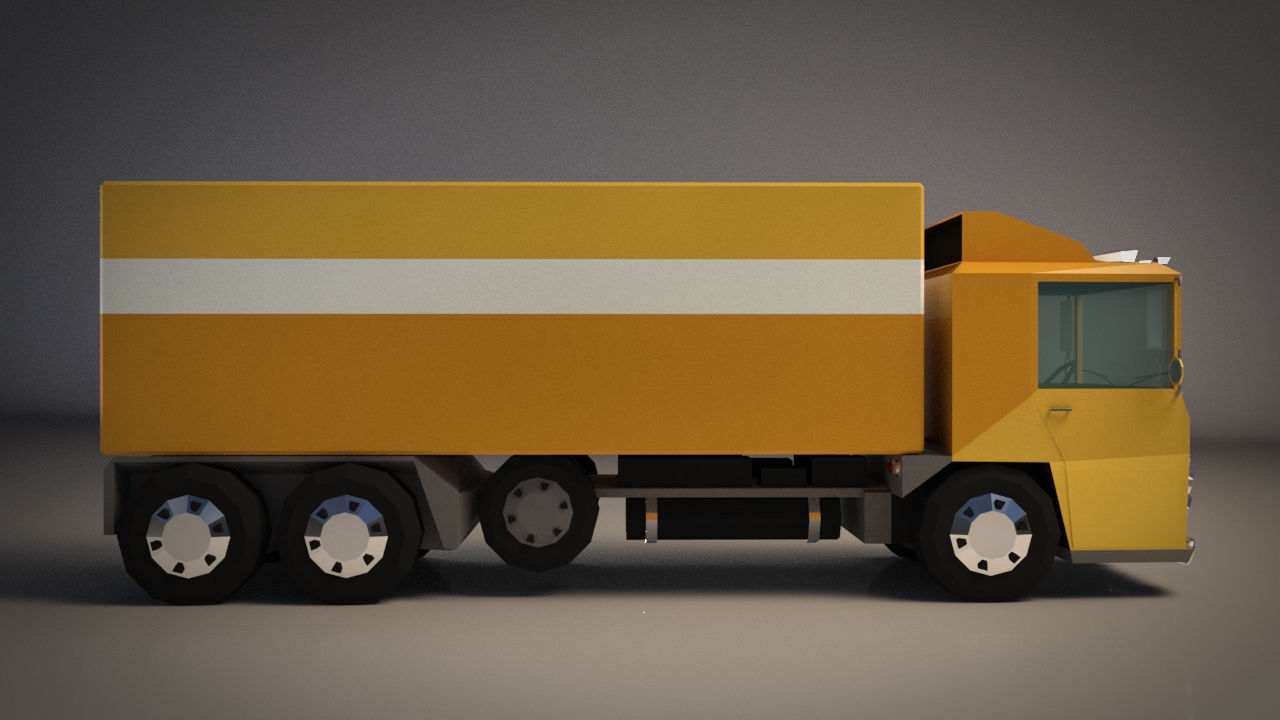 Low-Poly Cartoon Cargo Truck Low-poly 3D model_6