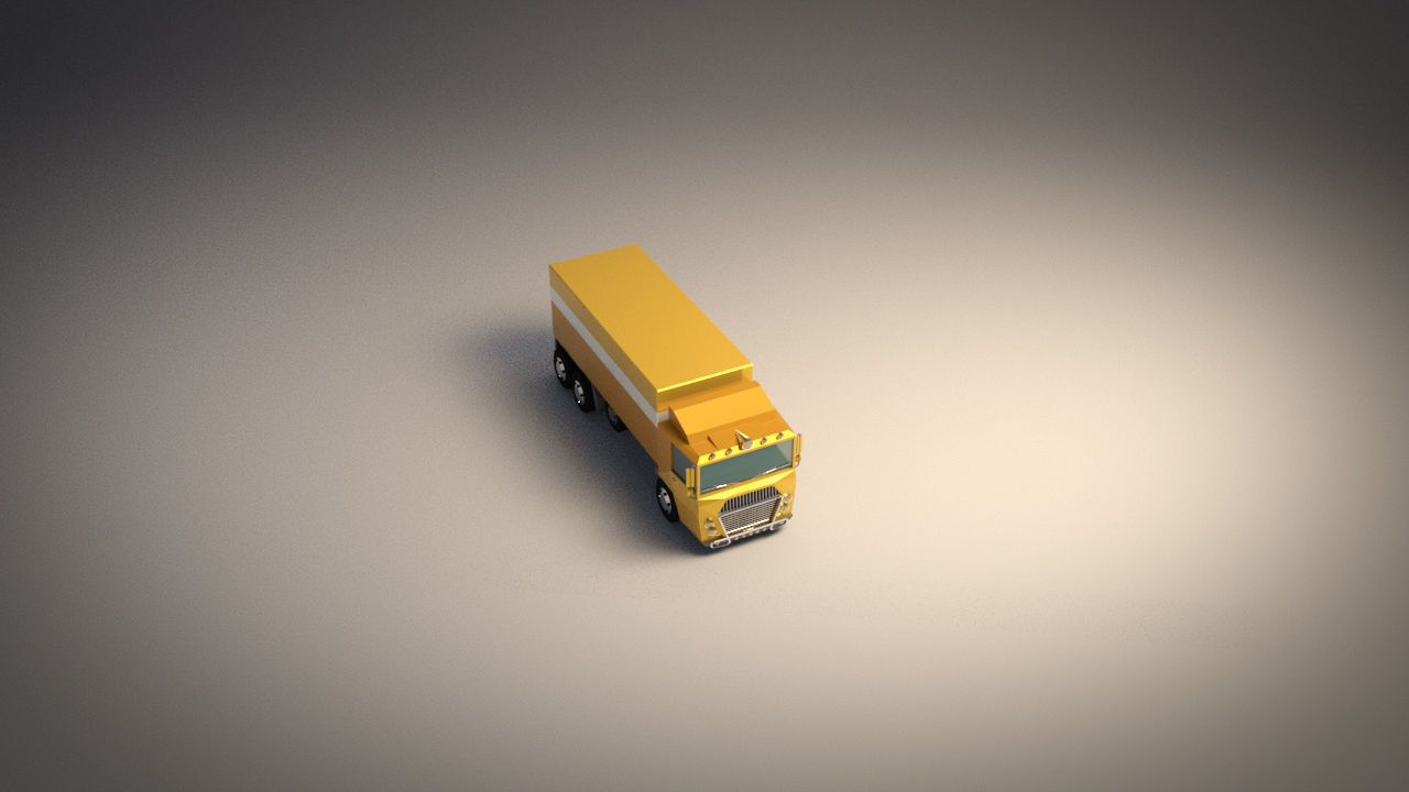 Low-Poly Cartoon Cargo Truck Low-poly 3D model_4