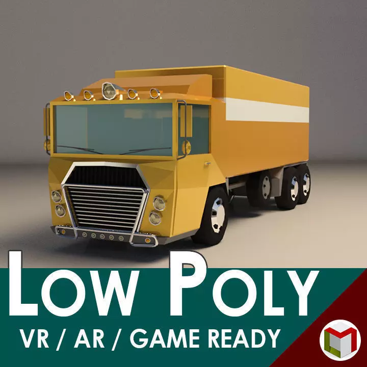 Low-Poly Cartoon Cargo Truck Low-poly 3D model_0