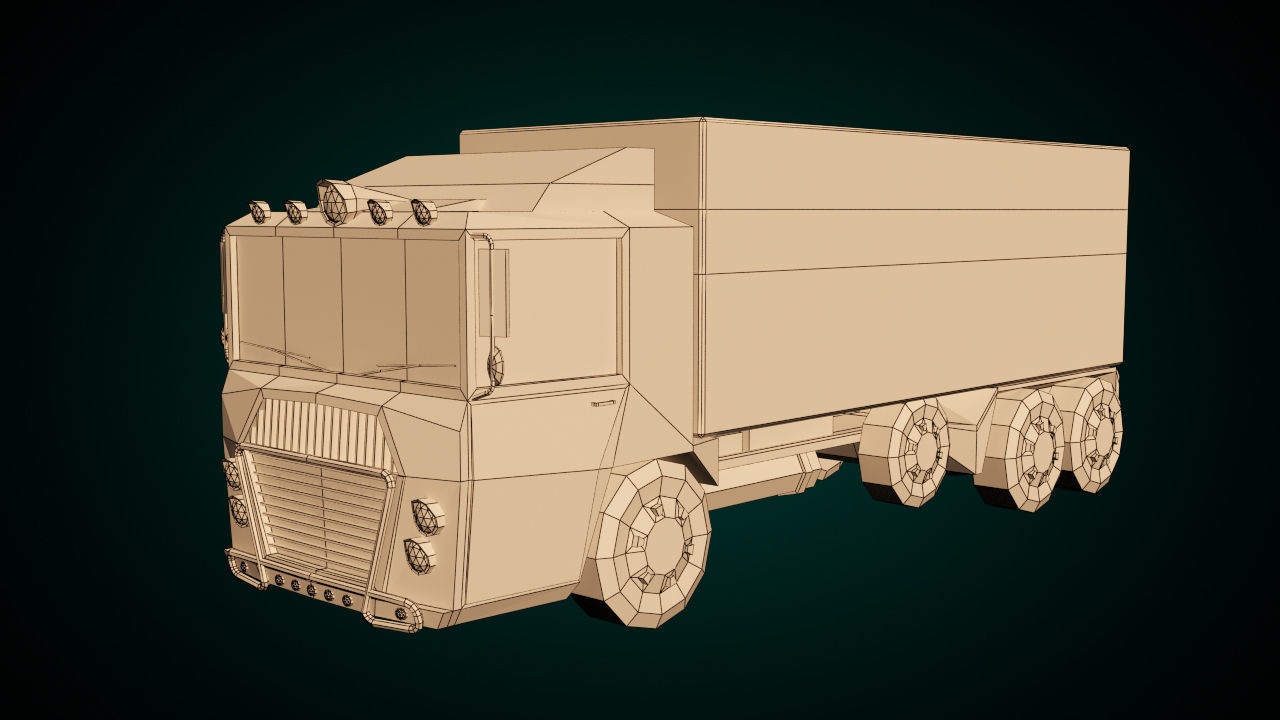 Low-Poly Cartoon Cargo Truck Low-poly 3D model_11