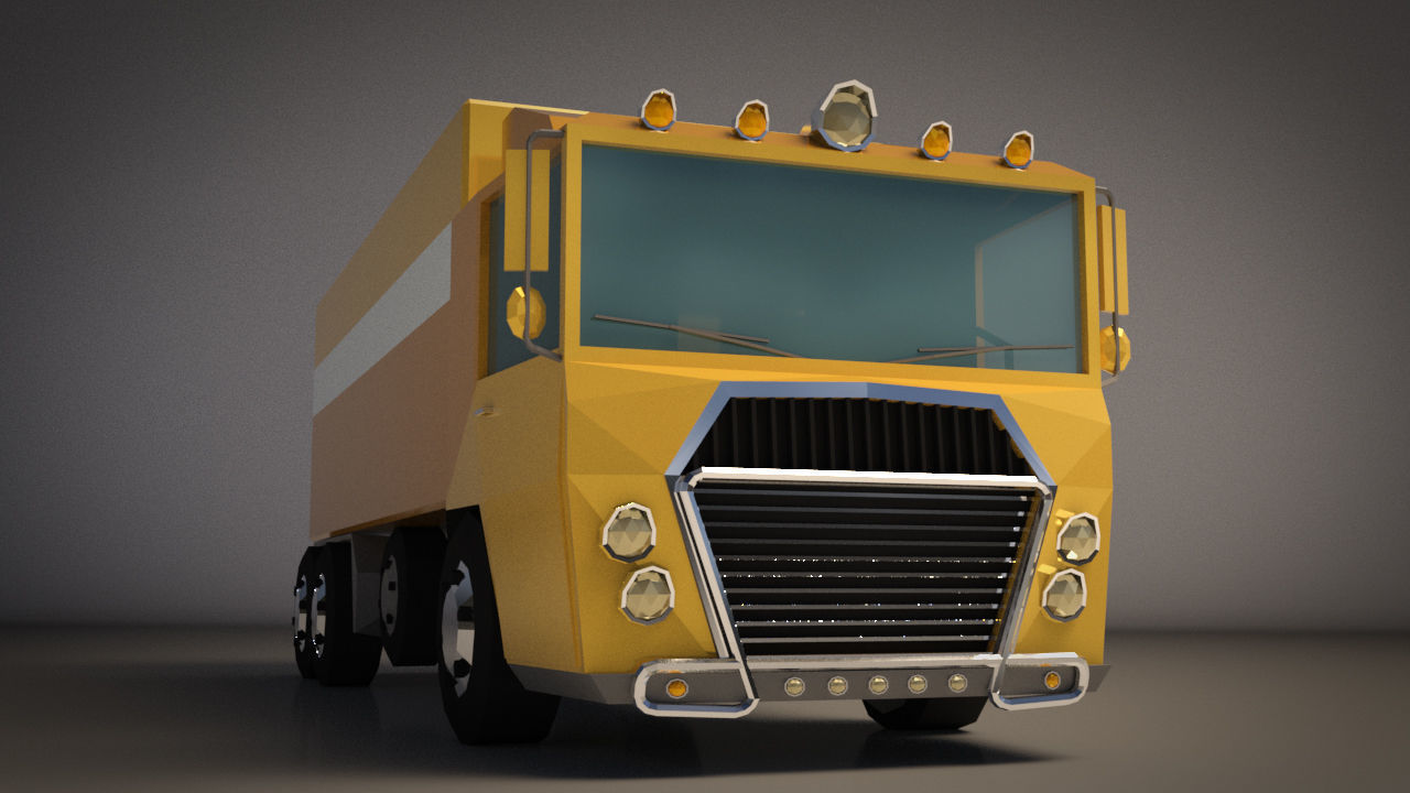 Low-Poly Cartoon Cargo Truck Low-poly 3D model_5