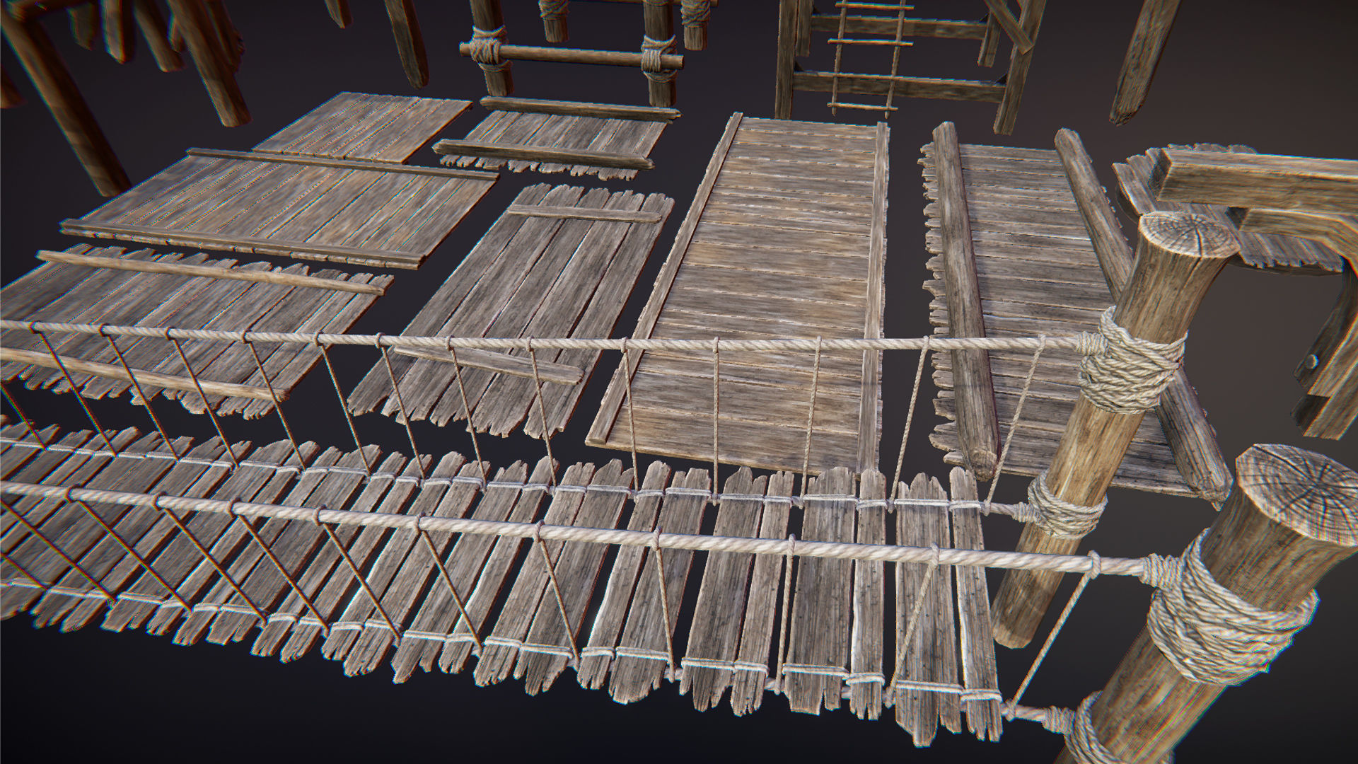 Wooden constructor Low-poly 3D model_4