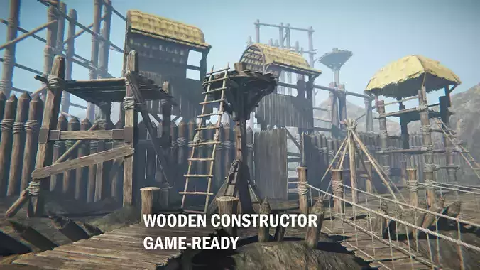 Wooden constructor Low-poly 3D model