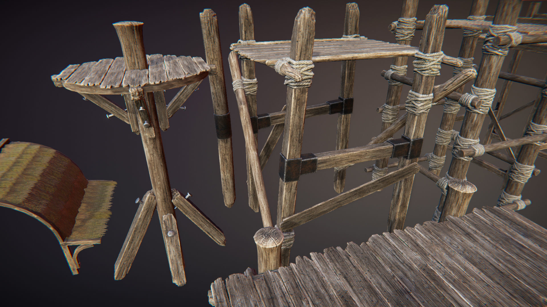 Wooden constructor Low-poly 3D model_5