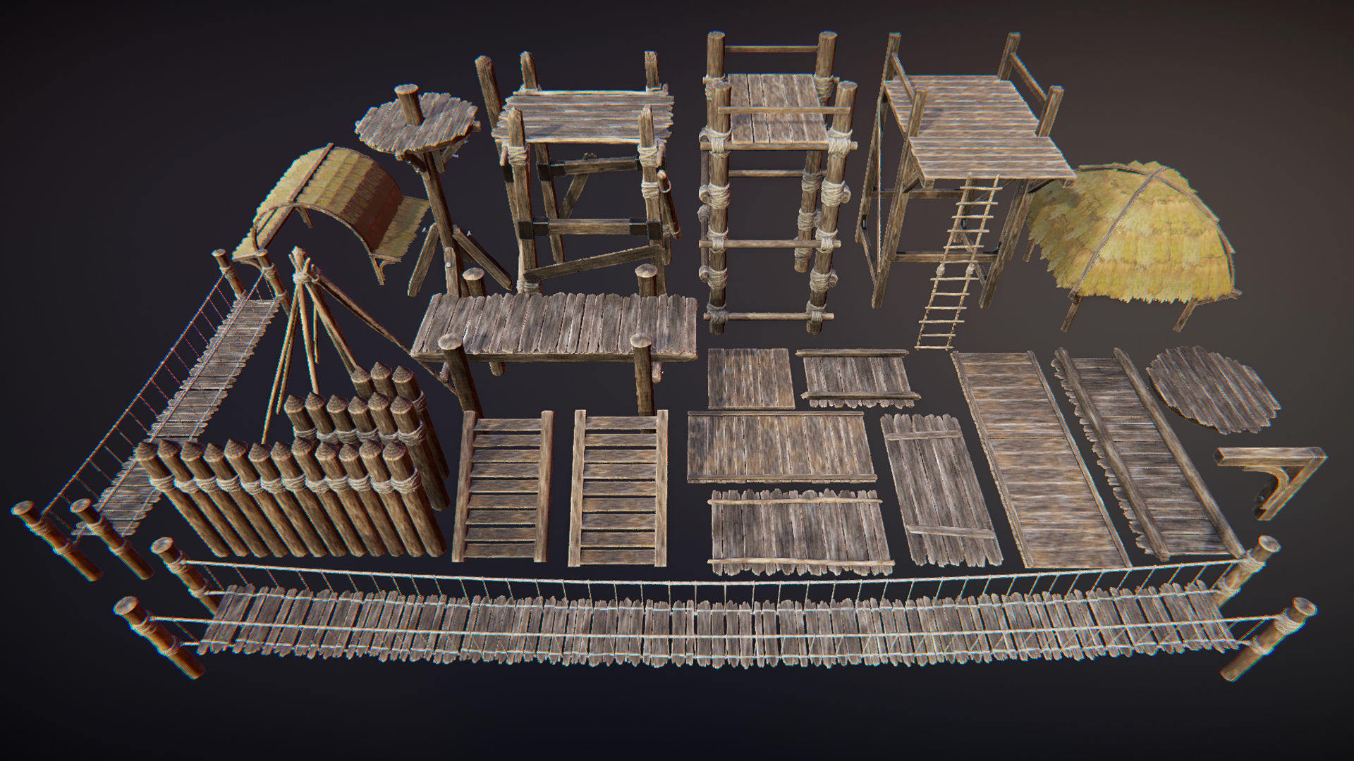 Wooden constructor Low-poly 3D model_3