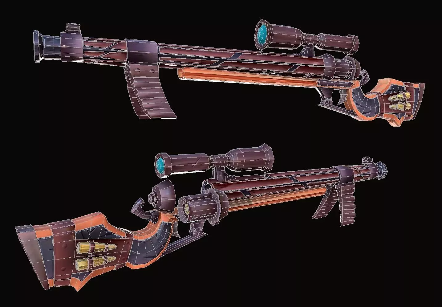 Sniper Rifle Stylized Low-poly 3D model
