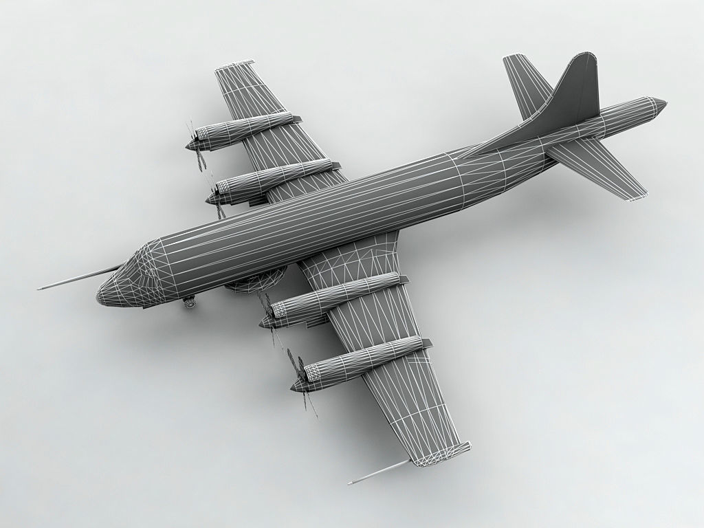 WP-3D Hurricane Hunter Low-poly 3D model_2
