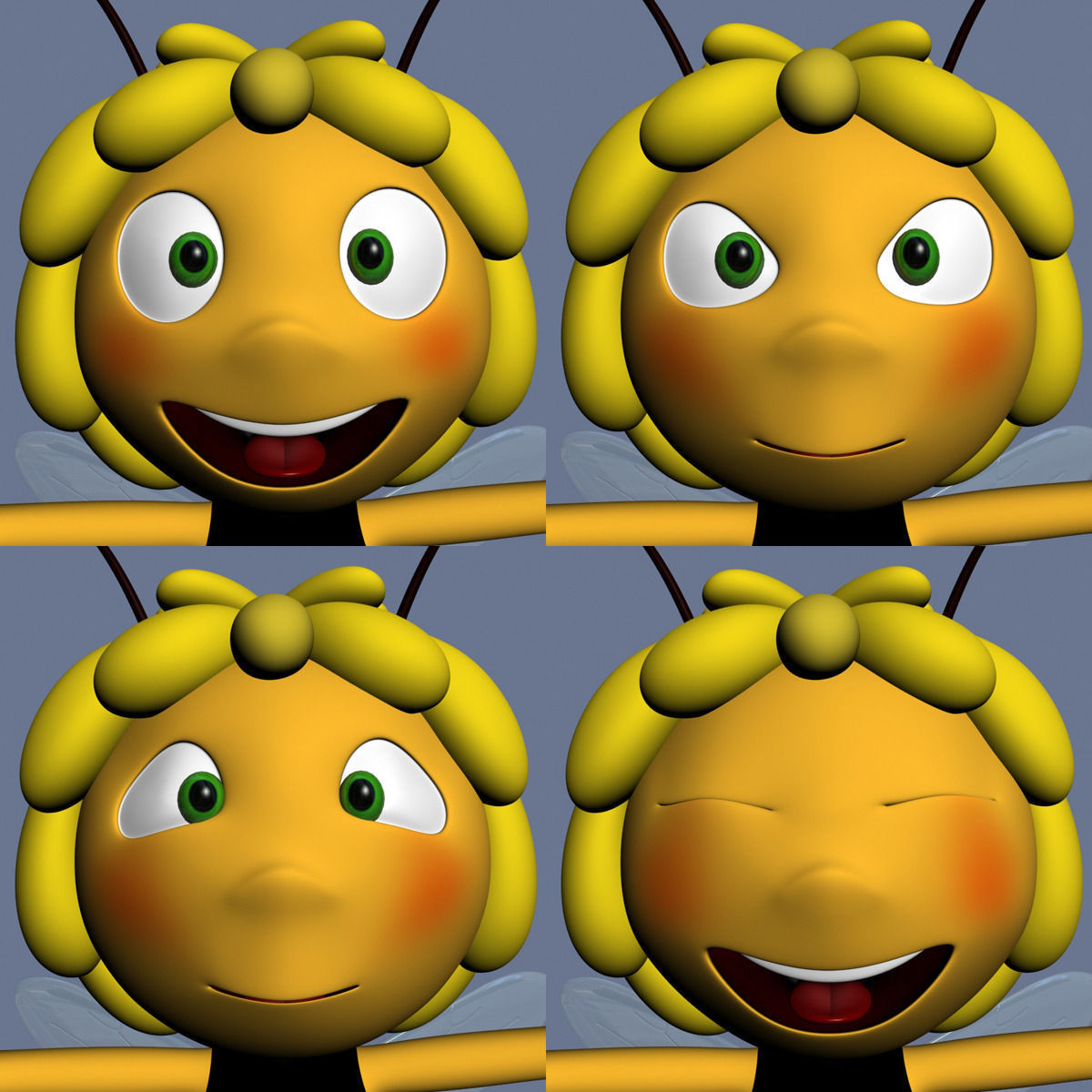 Maya the bee RIGGED Low-poly 3D model_8