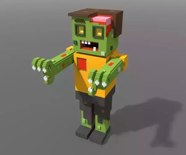 Voxel Zombie Low-poly 3D model