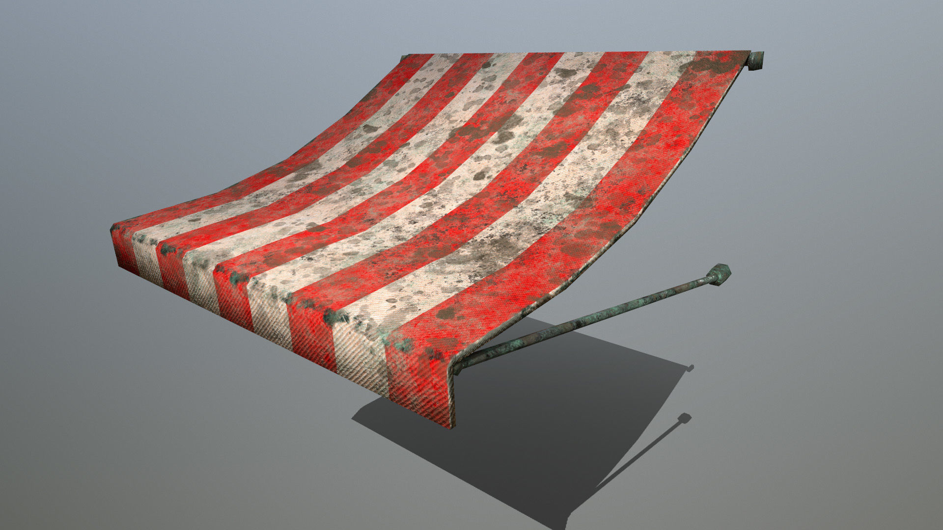 awning set striped tent Low-poly 3D model_7