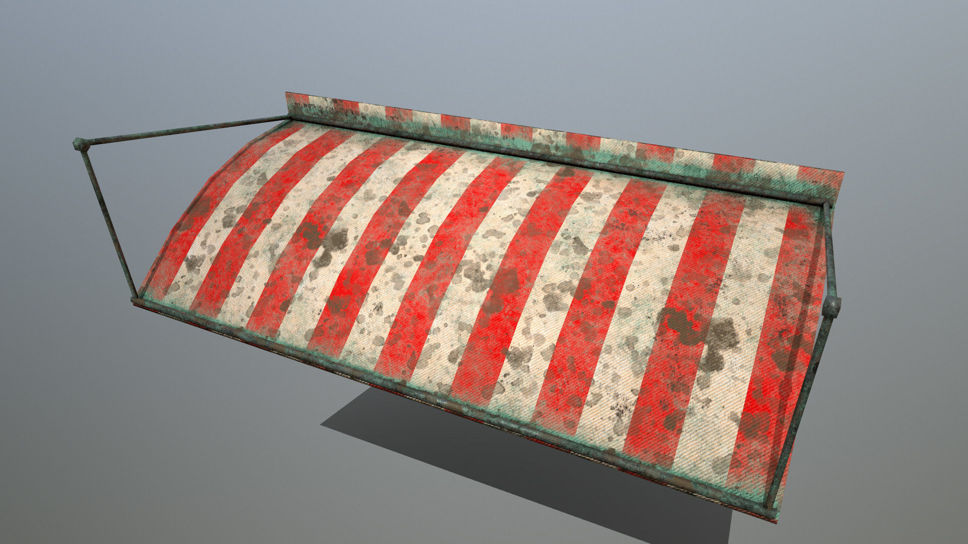 awning set striped tent Low-poly 3D model_4