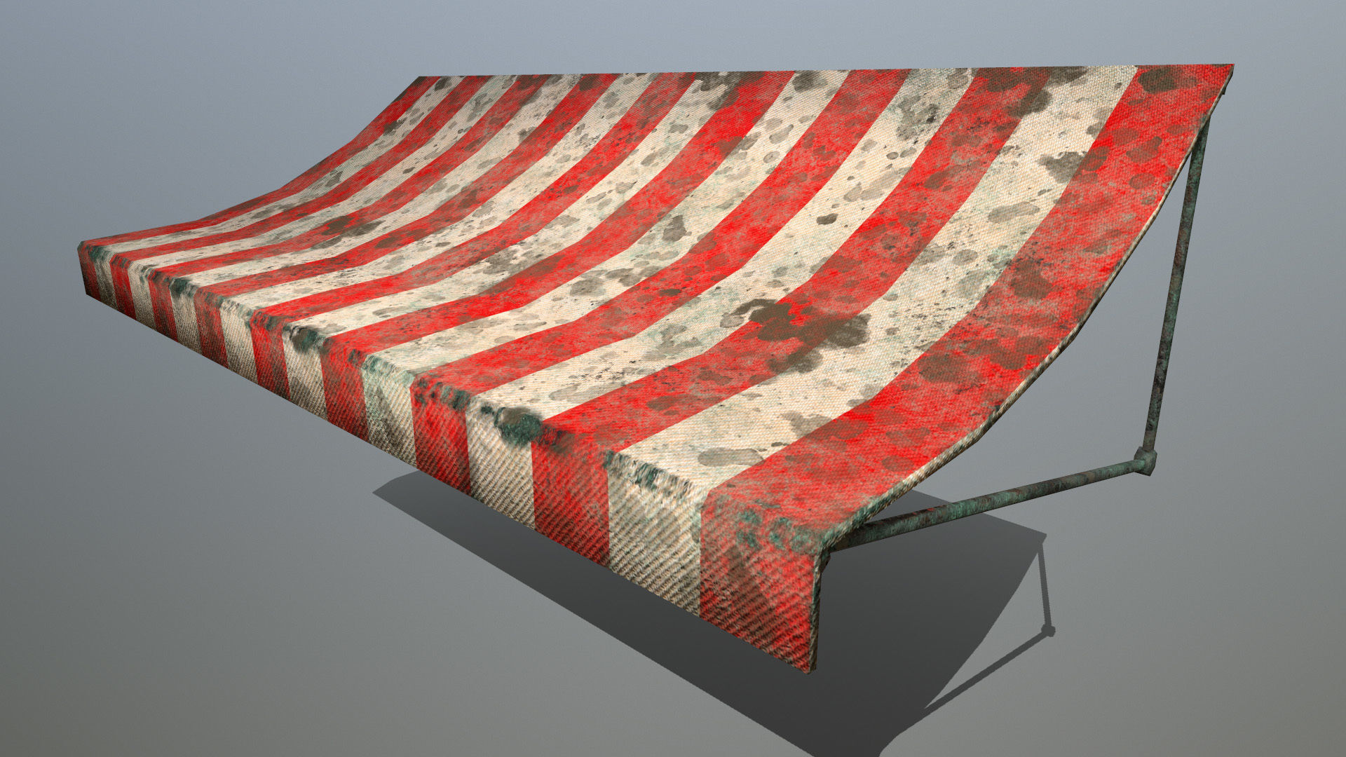 awning set striped tent Low-poly 3D model_8