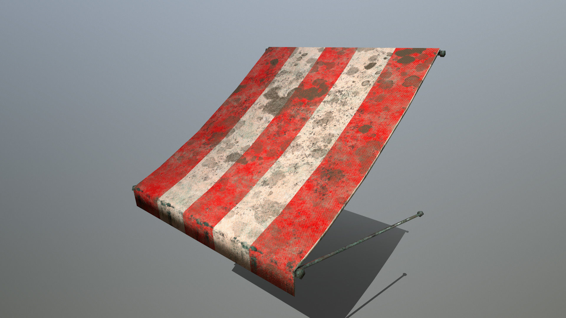 awning set striped tent Low-poly 3D model_2