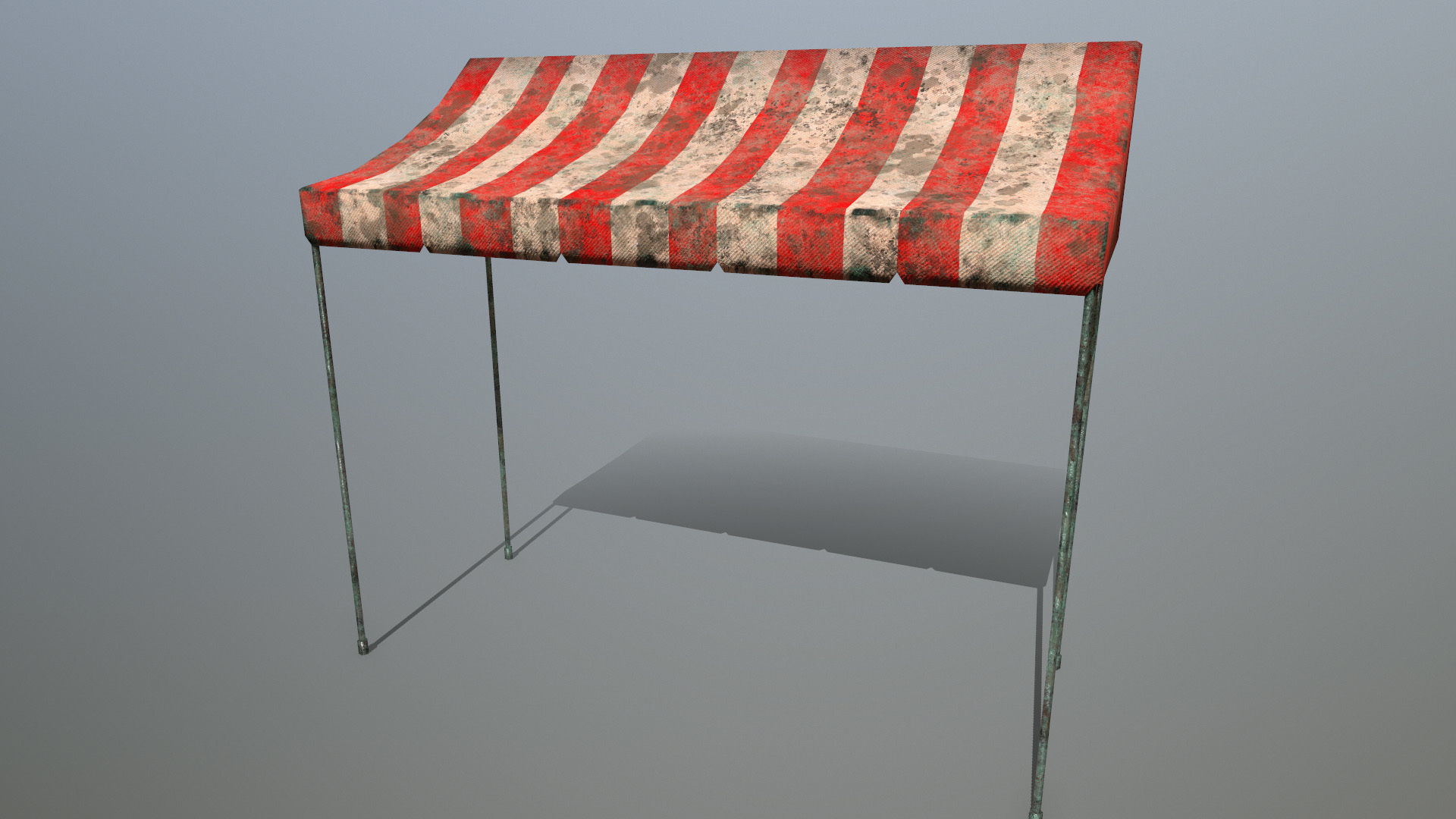 awning set striped tent Low-poly 3D model_5
