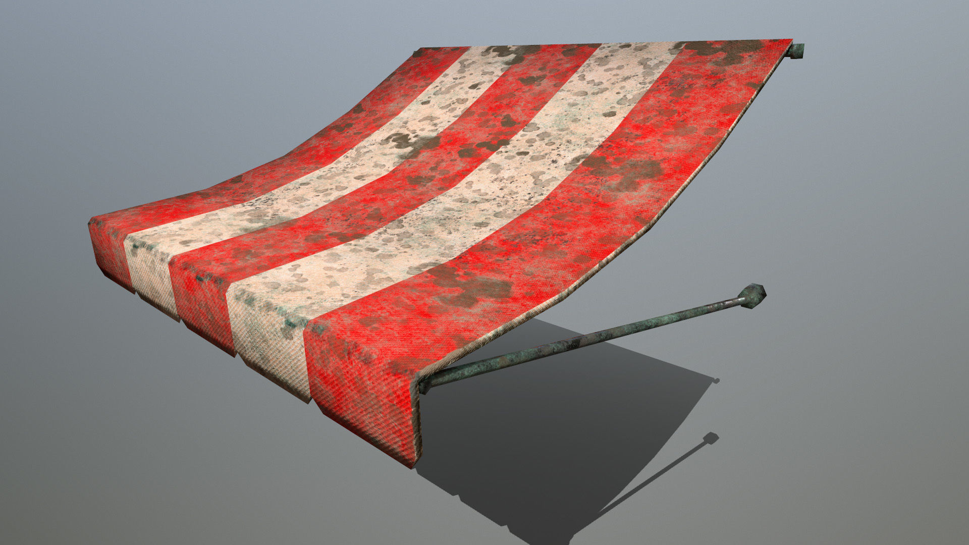 awning set striped tent Low-poly 3D model_1