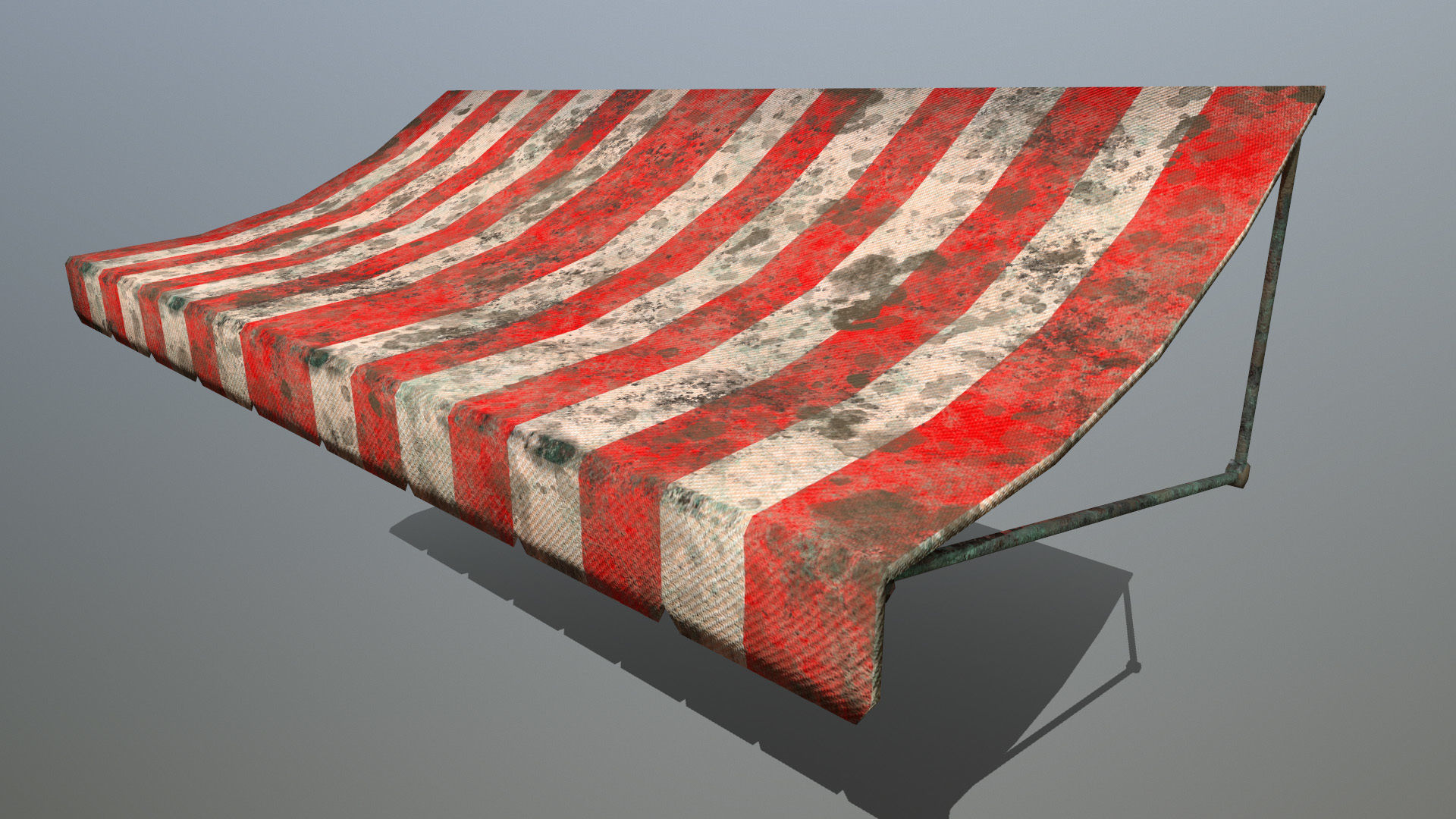 awning set striped tent Low-poly 3D model_10