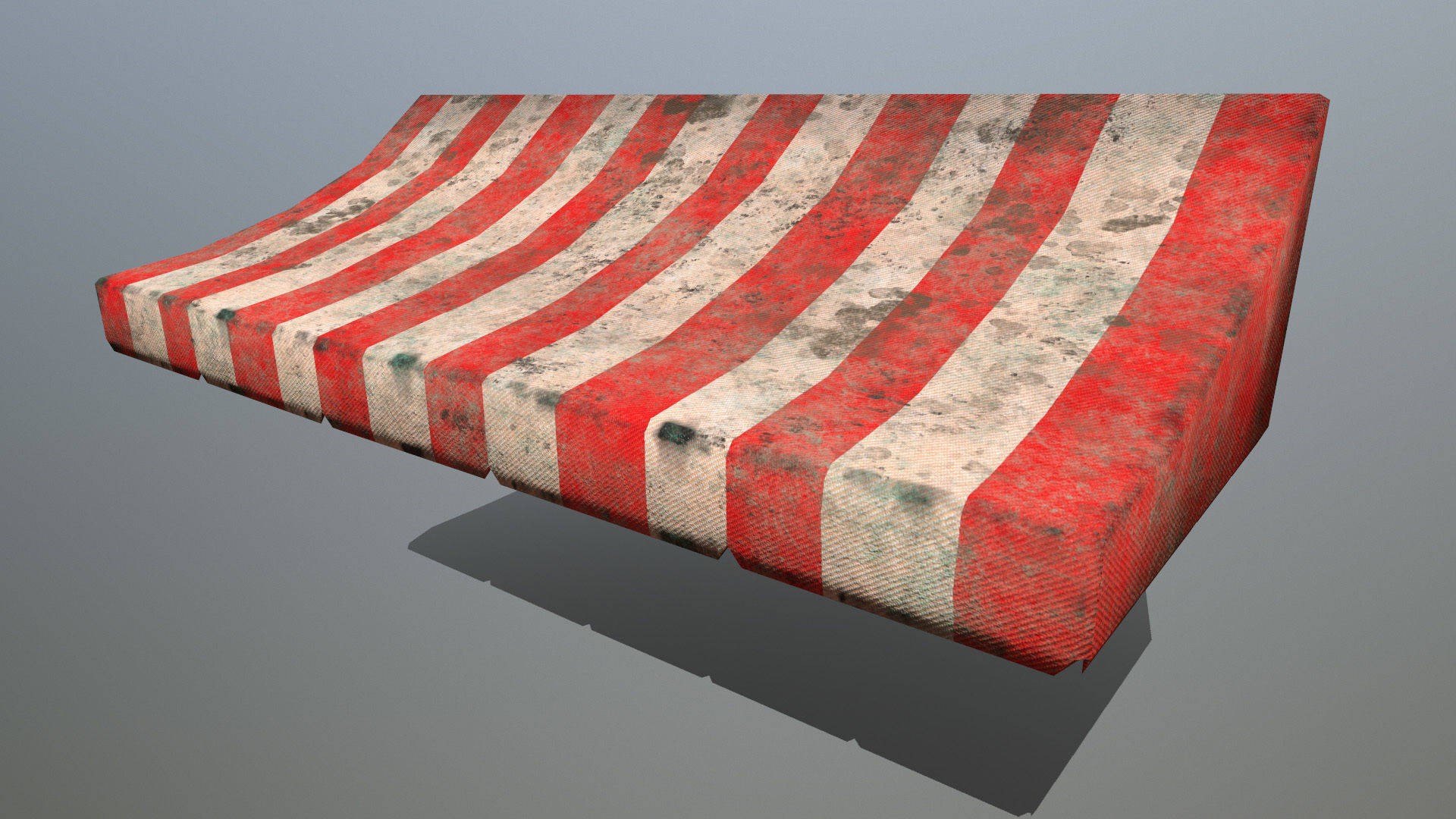 awning set striped tent Low-poly 3D model_12