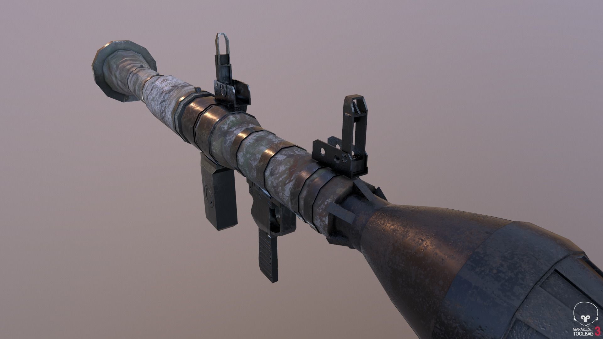 Low Poly Fabric Covered Anti Tank RPG Low-poly 3D model_7