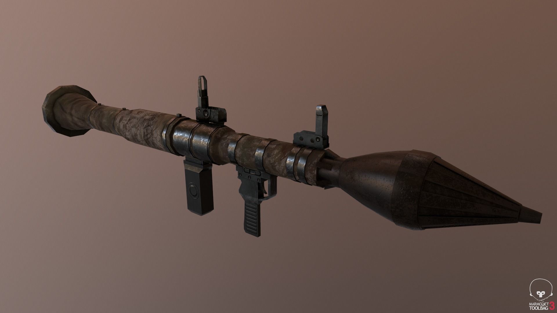 Low Poly Fabric Covered Anti Tank RPG Low-poly 3D model_4