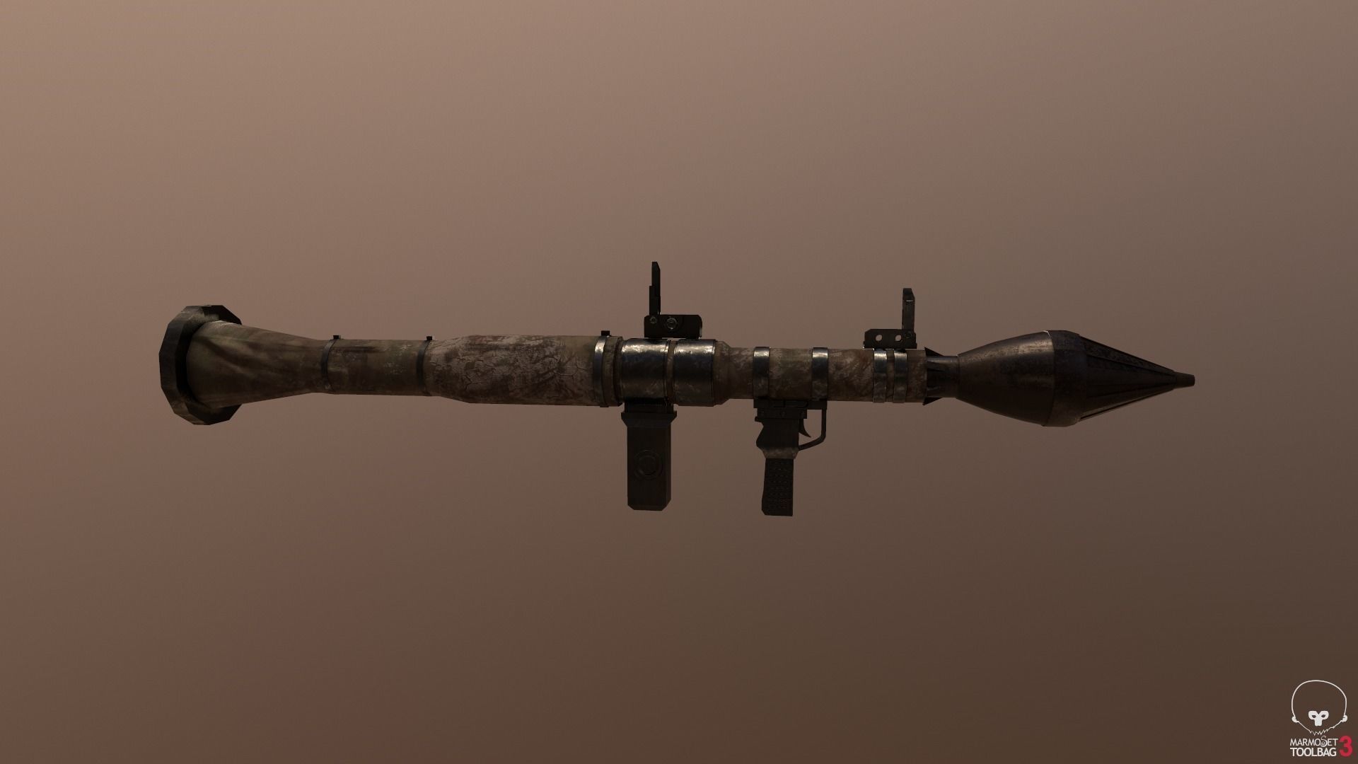 Low Poly Fabric Covered Anti Tank RPG Low-poly 3D model_24