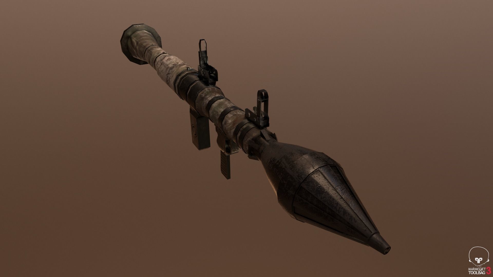 Low Poly Fabric Covered Anti Tank RPG Low-poly 3D model_8