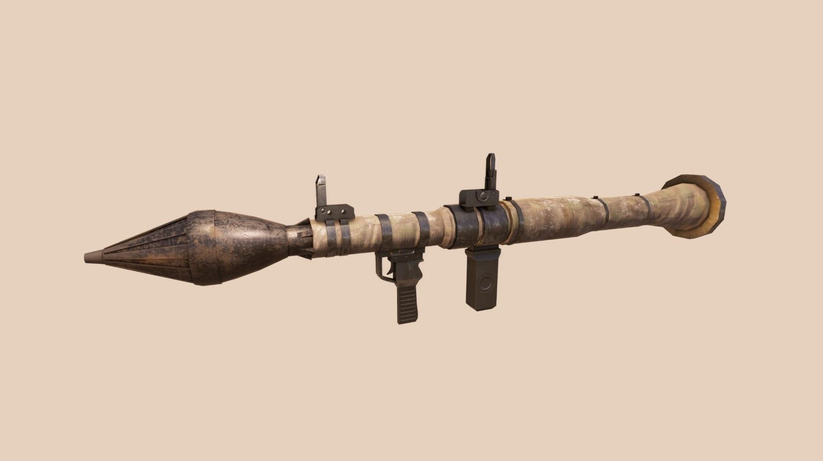 Low Poly Fabric Covered Anti Tank RPG Low-poly 3D model_3