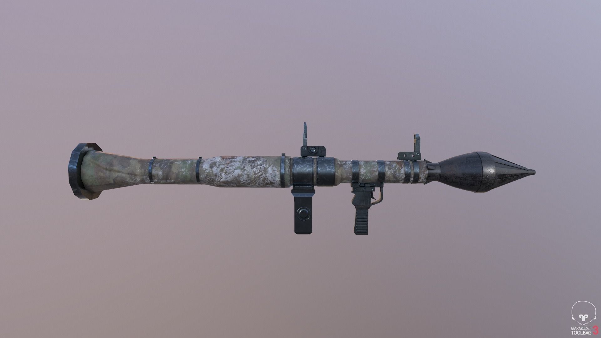 Low Poly Fabric Covered Anti Tank RPG Low-poly 3D model_17