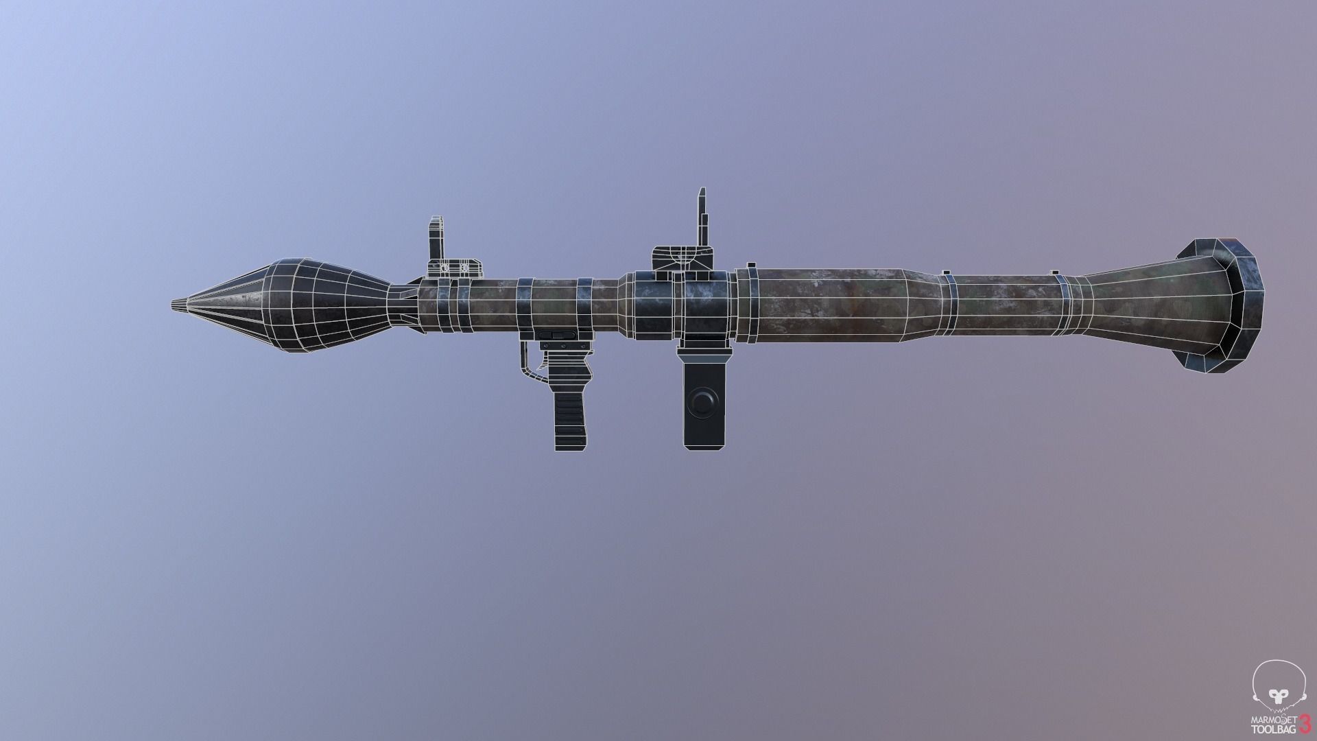 Low Poly Fabric Covered Anti Tank RPG Low-poly 3D model_5