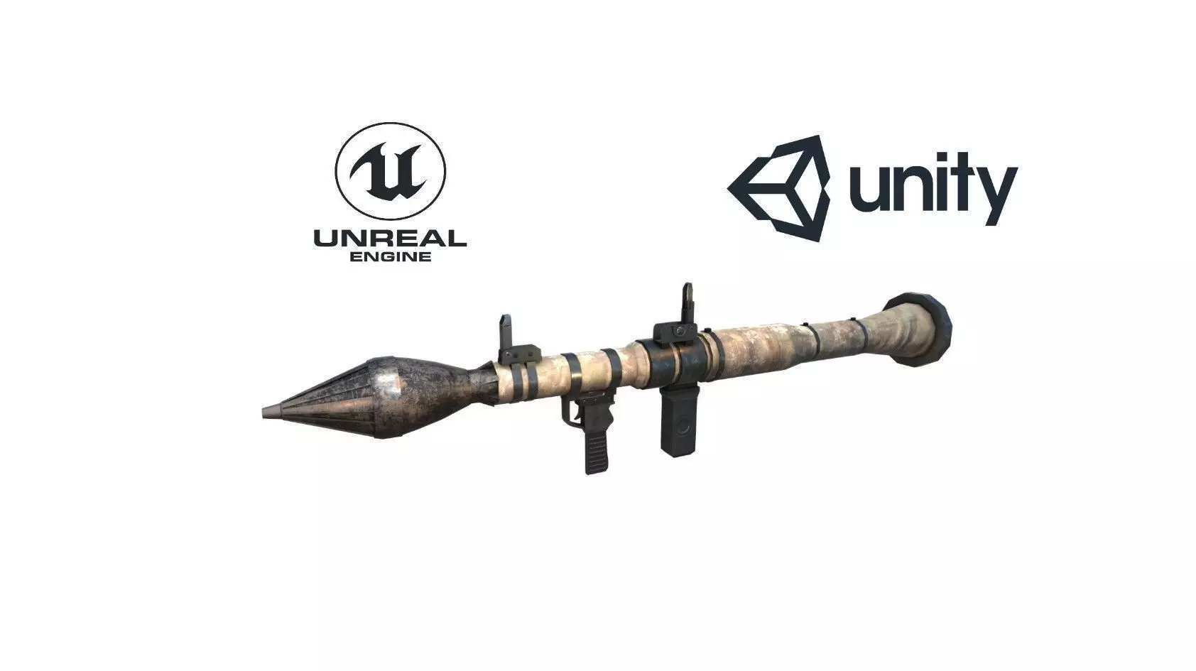 Low Poly Fabric Covered Anti Tank RPG Low-poly 3D model_0