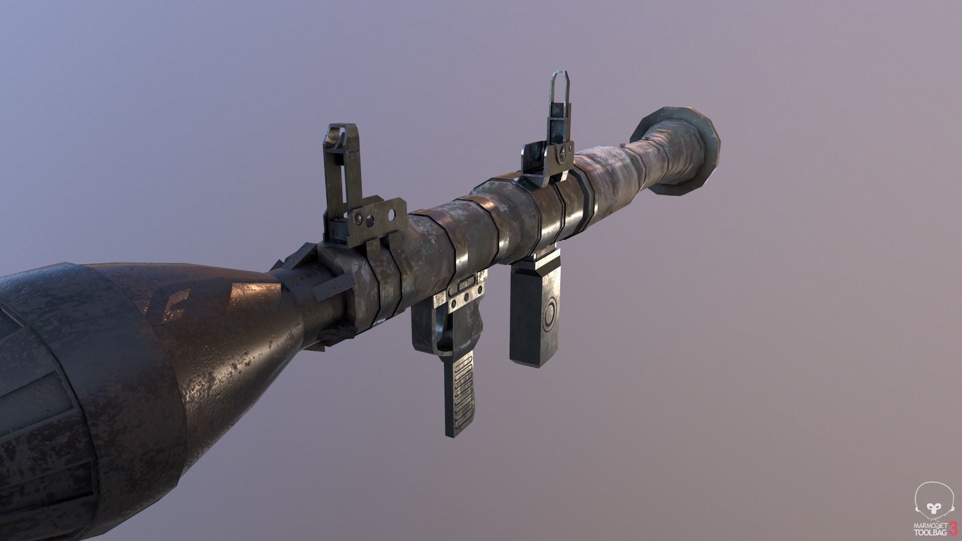 Low Poly Fabric Covered Anti Tank RPG Low-poly 3D model_9