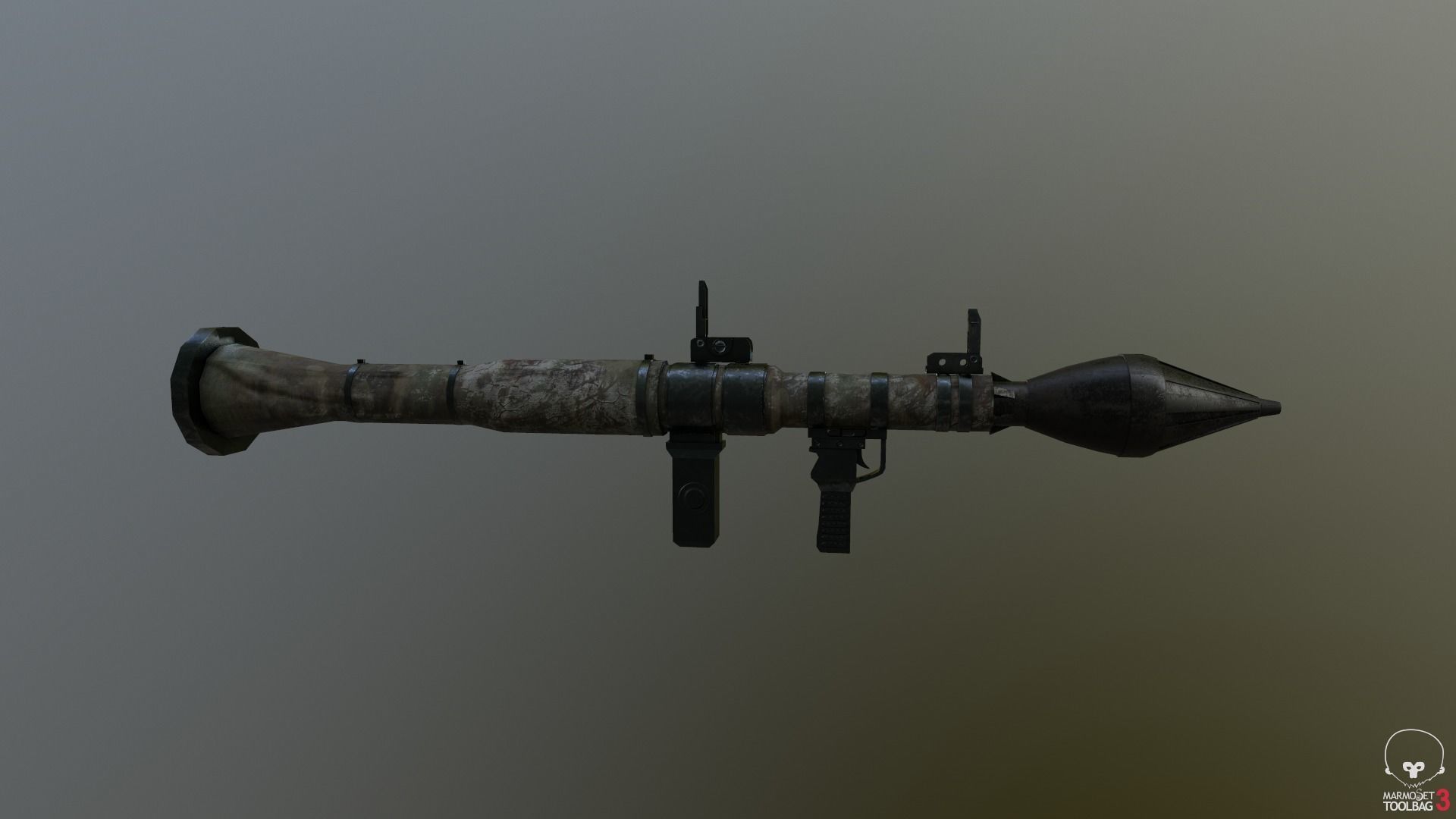 Low Poly Fabric Covered Anti Tank RPG Low-poly 3D model_10