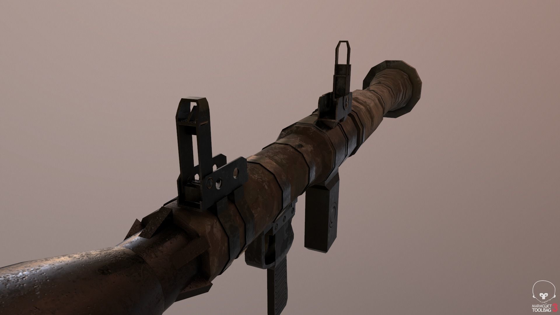 Low Poly Fabric Covered Anti Tank RPG Low-poly 3D model_19