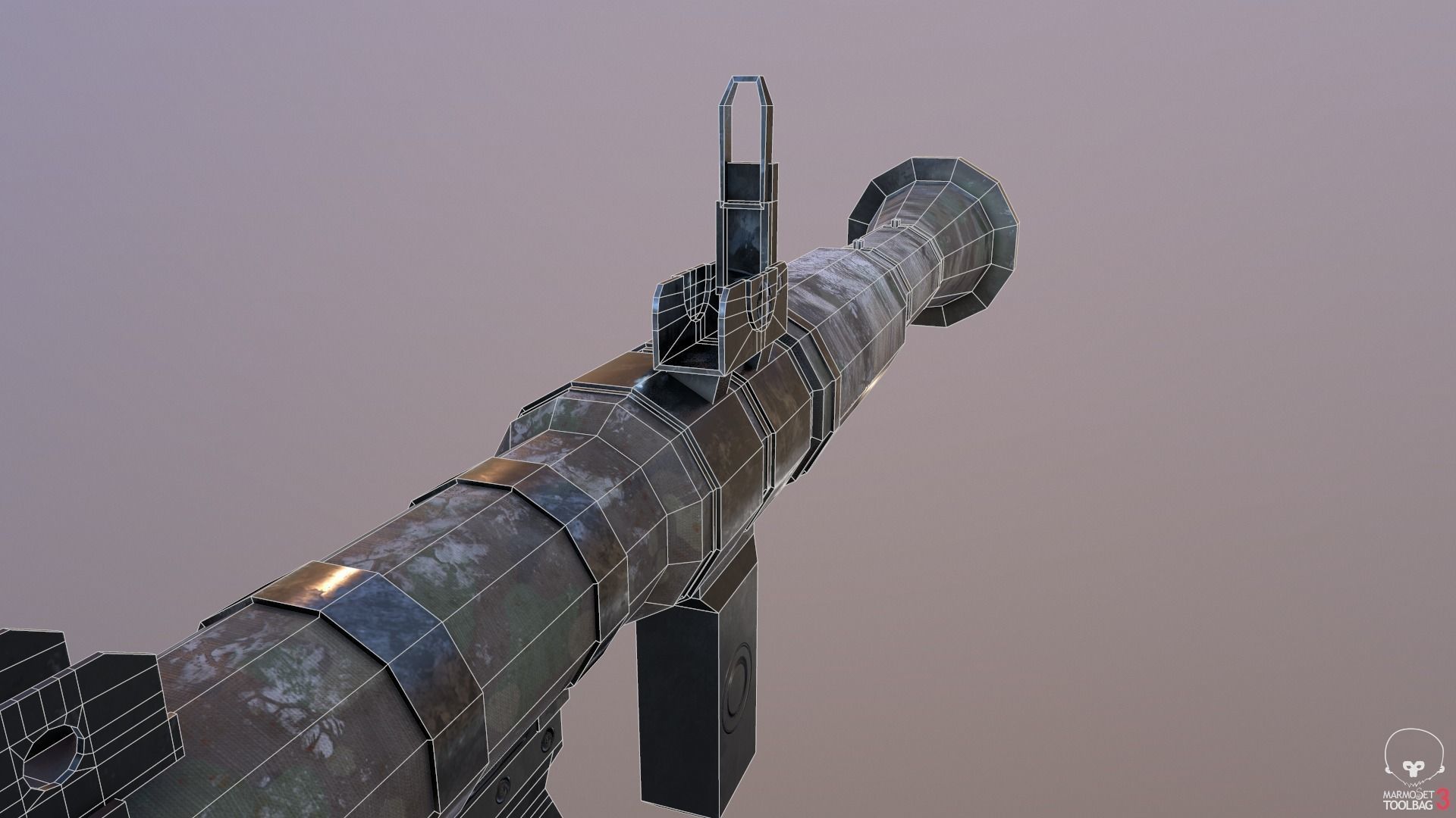 Low Poly Fabric Covered Anti Tank RPG Low-poly 3D model_11