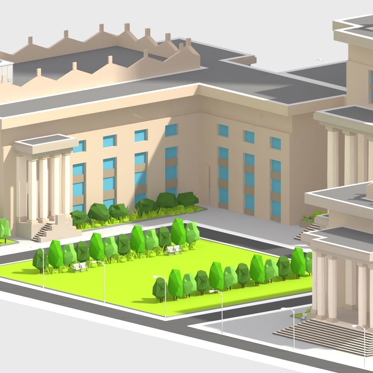 Monumental Skyscrapper Low Poly Low-poly 3D model_7